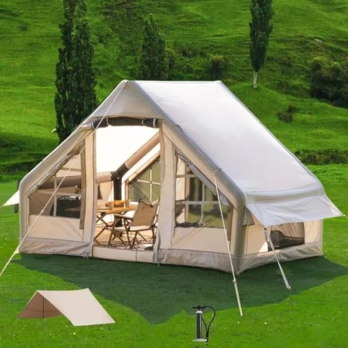 Aufblasbares Zelt mit Handpumpe für 6-8 Personen, Air-Glamping-Zelte, einfach aufzubauendes Wasser- und winddichtes Aufblaszelt, 4-Jahreszeiten-Oxford-Kabinenzelt von SUYUDD