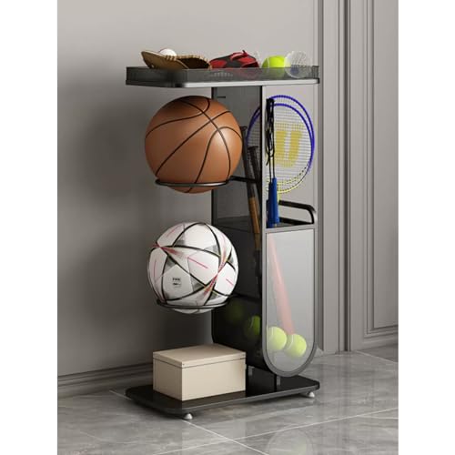 SUYUDD 2/4-stufiges Ball-Aufbewahrungsregal – Basketball-Organizer-Rack, Eisen-Fußballständer, multifunktionales Ball-Aufbewahrungsregal, Basketball-Halter von SUYUDD