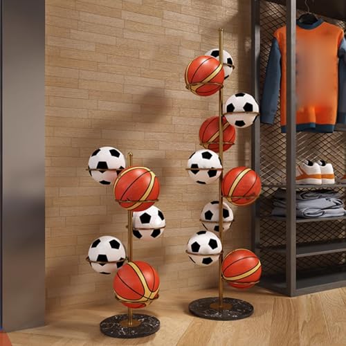 SUYUDD Metall-Basketball-Ball-Aufbewahrungsregal, Ball-Organizer-Rack-Ausstellungsständer für Zuhause, Garage, Rugby, Basketball, Fußball, Volleyball von SUYUDD