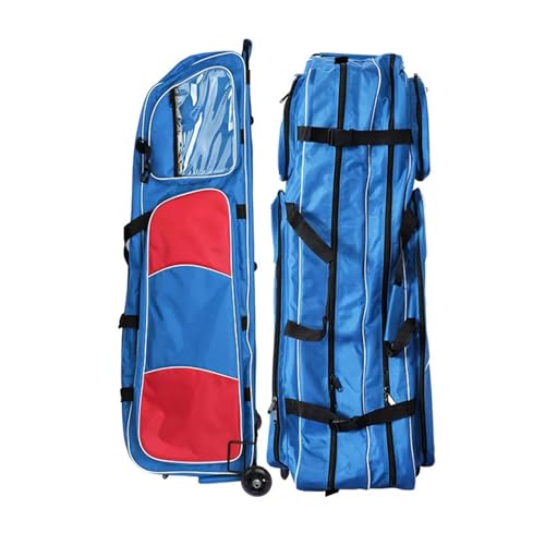 Zauntasche mit Rädern – Deichsel-Radtasche für Epi-Säbel und Folie – Schwerttasche Trolley für Zaunanzug (Blau-Rot, 120 x 35 x 40 cm) von SUYUDD
