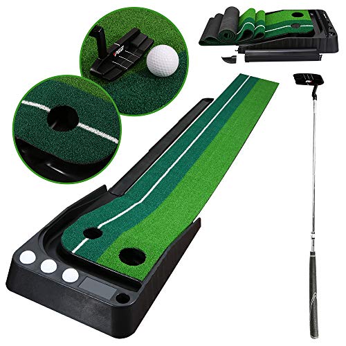 SWANEW Golfmatte Puttingmatte mit Auto Ball Return Funktion,Golf Putter,3 Golfbälle,Golf Indoor Büro Outdoor Büro Golf Übungsmatte Golf Puttingmatten Golf Putting Trainer Matte SWANEW Golfmatte Puttingmatte mit Auto Ball Return Funktion,Golf Putter,3 Golfbälle,Golf Indoor Büro Outdoor Büro Golf Übungsmatte Golf Puttingmatten Golf Putting Trainer Matte von SWANEW
