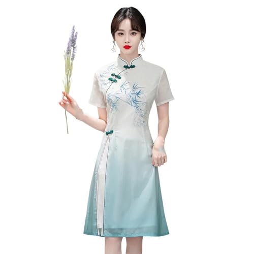 Cocktailkleider Für Damen - Elegantes Cheongsam Im Retro-Stil, Chinesisches Traditionelles Kurzarm-Qipao-Kleid Für Damen, Stil A, M von SWEPER