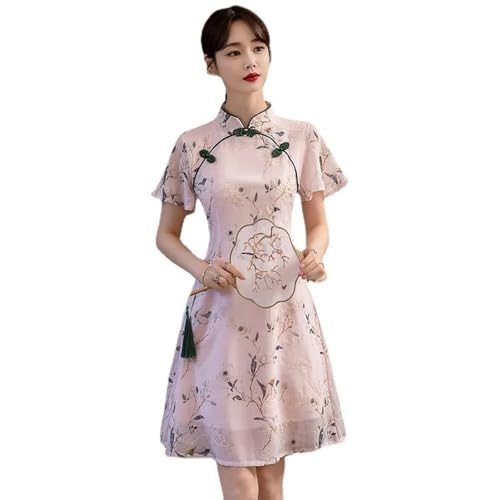 Cocktailkleider Für Damen - Sommer-Beiläufiges Qipao-Kleid, Traditionelle Chinesische Kleidung, Retro-Cheongsam Für Damenbekleidung, Stil B, M von SWEPER