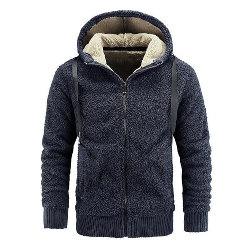 Herren Fleecejacke - Langarm Fleecefutter Kapuzenjacke Mantel Herren Mode Reißverschluss Sweatshirts Herren Herbst Winter Warme Kleidung Herren Outdoorjacke,Grau,3XL von SWEPER