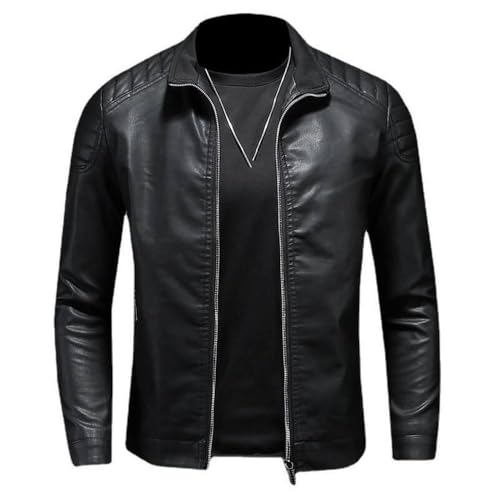 Herren Lederjacke - Herbst Herren Lederjacke Mock Neck Motorrad Pu Ledermantel Mode Slim Fit Straßenkleidung Herren Lederjacke,Schwarz,XXL Herren Lederjacke - Herbst Herren Lederjacke Mock Neck Motorrad Pu Ledermantel Mode Slim Fit Straßenkleidung Herren Lederjacke,Schwarz,XXL von SWEPER