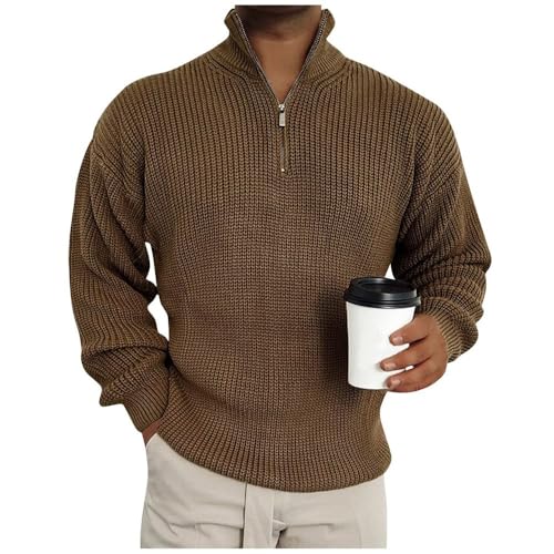 Herren Pullover - Herren-Pullover, Vintage-Stil, Stehkragen, Rollkragenpullover Mit Reißverschluss, Lässig, Langärmelig, Strickpullover, Tops, Herbst- Und Wintermode, Einfarbig, Schmaler Strickpu Herren Pullover - Herren-Pullover, Vintage-Stil, Stehkragen, Rollkragenpullover Mit Reißverschluss, Lässig, Langärmelig, Strickpullover, Tops, Herbst- Und Wintermode, Einfarbig, Schmaler Strickpu von SWEPER