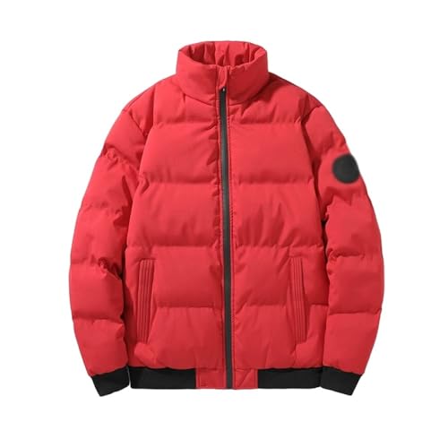 SWEPER Herren Daunenjacke - Herbst Winter Warm Stehkragen Mode Freizeitjacke Parka Männer Dicker Winddichter Parka Männer Mantel Parka Outwear Männer,Rot,Xxl von SWEPER