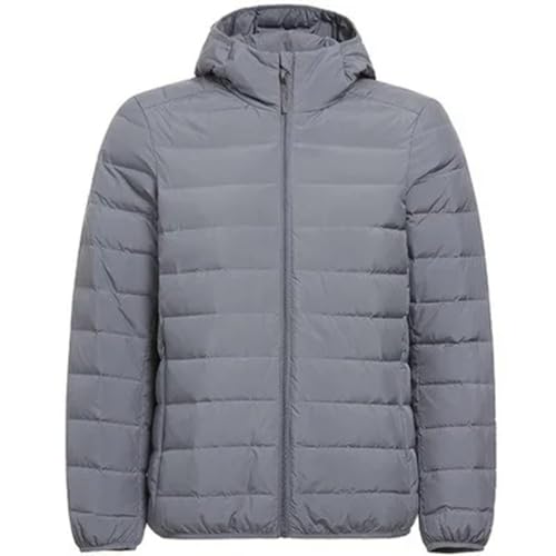 SWEPER Herren Daunenjacke - Herren-Pufferjacken Mit Reißverschluss Und Kapuze, Ultraleichte Daunenmäntel Für Herren, Halten Warm, Lässige Klassische Daunenjacken Für Winterreisen, Wandern,Grau,Xxl von SWEPER