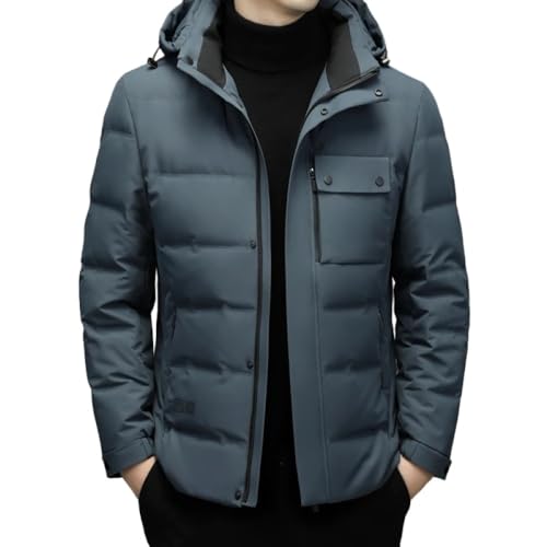 SWEPER Herren Daunenjacke - Winter Herren Parka Verdickte Warme Jacke Daunenjacke Herren Stehkragen Jacke Einfarbig Parka Mode Streetwear,Marineblau,Xxl von SWEPER