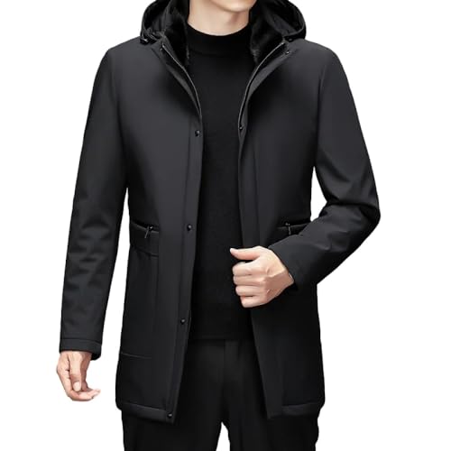 SWEPER Herren Daunenjacke - Winter Herren Parka Verdickte Warme Jacke Daunenjacke Herren Stehkragen Jacke Einfarbig Parka Mode Streetwear,Schwarz,Xl von SWEPER