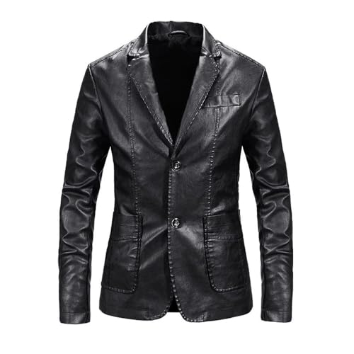 Herren Lederjacke - Frühling Herbst Kleidung Streetwear Casual Blazer Jacken Männlich Oberbekleidungherren Leder Anzug Jacke Männer Slim Fit Kurzmantel, Schwarz, 4XL Herren Lederjacke - Frühling Herbst Kleidung Streetwear Casual Blazer Jacken Männlich Oberbekleidungherren Leder Anzug Jacke Männer Slim Fit Kurzmantel, Schwarz, 4XL von SWEPER