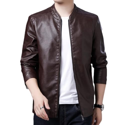 Herren Lederjacke - Langarm-Lederjacken Für Herren, Stehkragenmäntel, Herren-Motorrad-Lederjacke, Lässige Slim-Fit-Kleidung, Lässiger Ledermantel, Burgunderrot, S Herren Lederjacke - Langarm-Lederjacken Für Herren, Stehkragenmäntel, Herren-Motorrad-Lederjacke, Lässige Slim-Fit-Kleidung, Lässiger Ledermantel, Burgunderrot, S von SWEPER