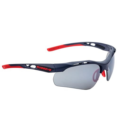 SWISSEYE Nucleo Sportbrille (verstellbar, gummierte Bügelenden, Ventilationssystem, Etui, Mikrofaserbeutel & Wechselscheiben), Dark Blue matt / warm red SWISSEYE Nucleo Sportbrille (verstellbar, gummierte Bügelenden, Ventilationssystem, Etui, Mikrofaserbeutel & Wechselscheiben), Dark Blue matt / warm red von SWISSEYE