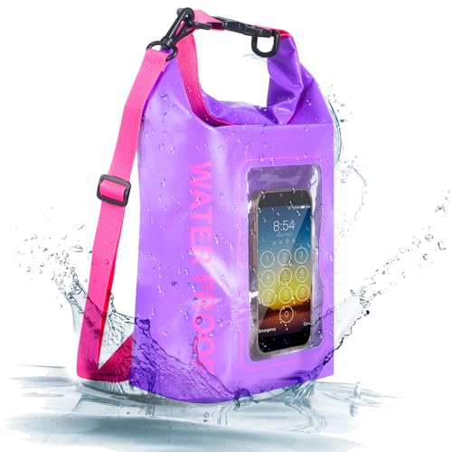 SWOURT Strand Telefon Tasche wasserdicht 2L, trockene Taschen für Kajak wasserdicht-w/Telefon Fall/Tasche Große wasserdichte Telefon Tasche Camping Zubehör Camping Essentials (Purple 5L) von SWOURT