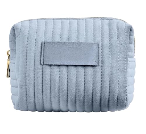 Beauty Kram - Personalisierte Kosmetiktasche für Make Up und Reiseutensilien aus Premium Samt (Sky Blau,Größe Klein:9cm*12cm*17cm) von SWZEC