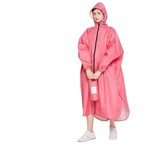 Neuer Wasserdichter Regenmantel Für Damen Mit Ärmeln, Vordertaschen Und Wasserdichtem Reißverschluss Winter (Unisex) (Rot) von SWZEC