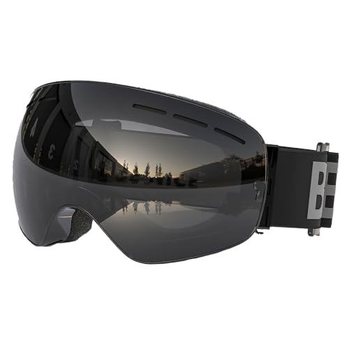 SWZEC Crossbrille Verspiegelt Herren Damen Skibrille UV-Schutz Brille für Brillenträger OTG Skifahren Snowboard (Schwarz) von SWZEC