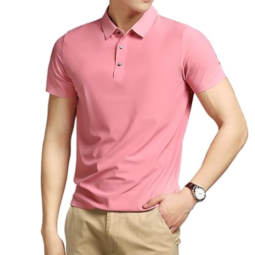 SWZEC Ganti Mode Hugo Basic Polo | STILVOLLES Basic-Herren-Poloshirt MIT KURZEN ÄRMELN (Rosa,L(55-62kg)) von SWZEC