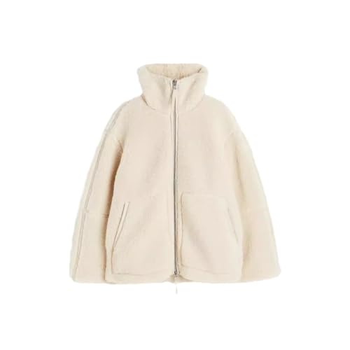 SWZEC Wolff - Lammwolljacke für Damen (M,Beige) von SWZEC