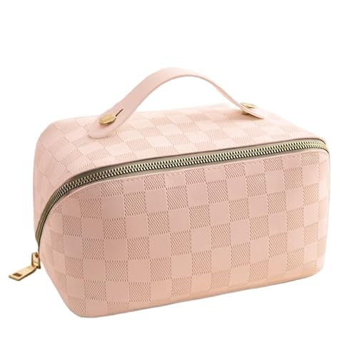 Sandsberg | Luxus Checkered Make-up Kosmetiktasche (Pink) von SWZEC