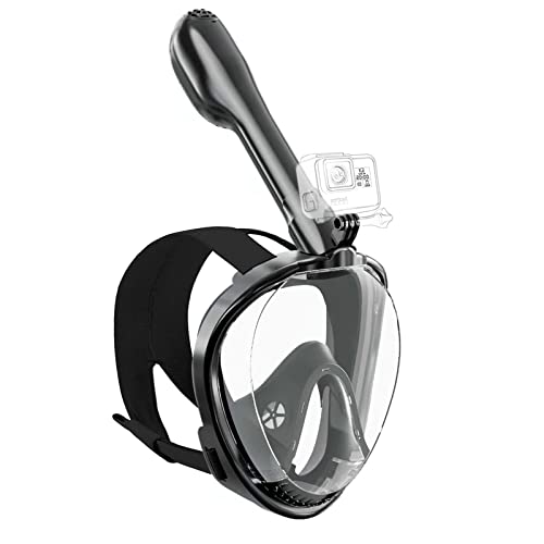 Vollmaske Atemschutz für Brillenträger Schnorchelmaske für Erwachsene 180 ° Vollgesicht Maske mit Luftzufuhr (Schwarz,L/XL) von SWZEC