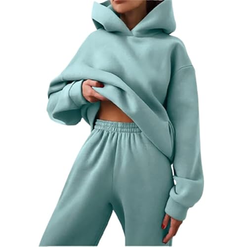 Werner-Mode Kapuzenpulli und Jogginghosen Set für Damen (Hellgrün,2XL) von SWZEC