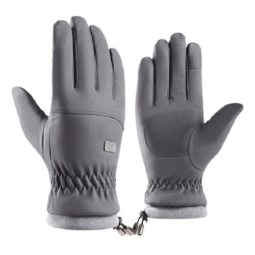 Warme Handschuhe für Herren, Winter-Fahrradhandschuhe, Outdoor-Sport, Laufen, Motorrad, Skihandschuhe, warm, volle Finger (grau) von SXJY