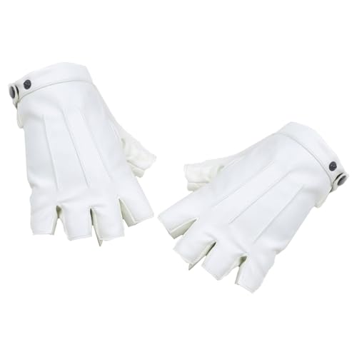 Motorrad-Fahrhandschuhe, schwarz, Halbfinger-Sporthandschuhe, Gewichtheben, Radfahren, fingerlos, PU-Lederhandschuh für Damen und Herren Motorrad-Fahrhandschuhe, schwarz, Halbfinger-Sporthandschuhe, Gewichtheben, Radfahren, fingerlos, PU-Lederhandschuh für Damen und Herren von SXRQ