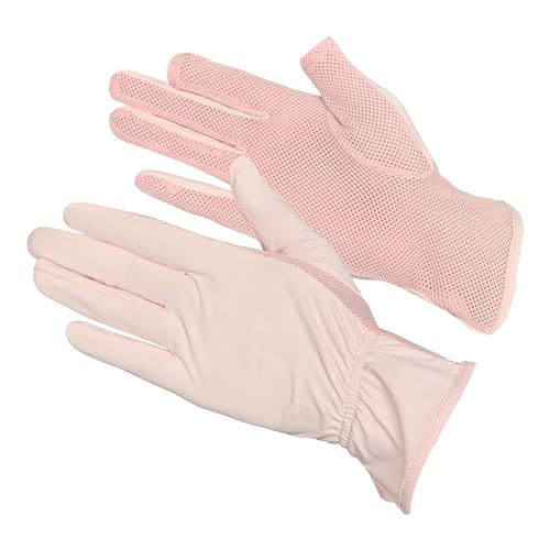 UV-Sonnenschutz-Handschuh, dünnes Netzgewebe, atmungsaktiv, rutschfest, Touchscreen-Handschuh für Sommer, Outdoor-Sport oder Autofahren, S-L-5G (Rosa) von SYAYA