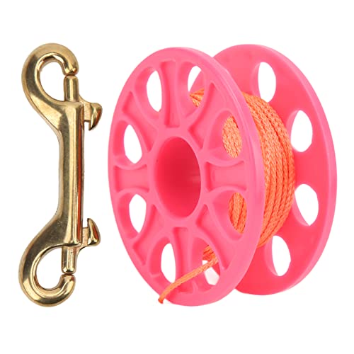 SYH&AQYE 18 M 59,0 Fuß Fingerrolle Tauchen, Leichte Tauchspule Fingerrolle mit Kupfer Schnappclip, Tauchspule für Tauchausrüstung, Höhlentauchen, Technische Tauchaktivitäten (Rosa) von SYH&AQYE