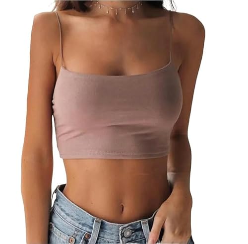 SYLDMKJ Camisole Camisole Crop Tops Ärmellos Slim Sling T-Shirt Schwarz Weiß Bottoming Tanks BH Unterwäsche Weste Tops-Khaki-XL von SYLDMKJ