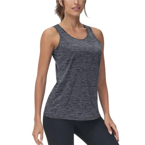 SYLDMKJ Camisole Damen Tank Tops Quick Dry Ärmellos Laufen Athletische Shirts Feuchtigkeitsableitende Gym Yoga Tops-Dunkelgrau-Kn M(Eu S) von SYLDMKJ