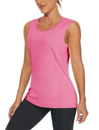 SYLDMKJ Camisole Damen Tank Tops Rundhals Weste Ärmellose T-Shirts Elastisches Laufen Workout Tee Casual Tops-Rosenrot-Cn 3XL (Us 2XL) von SYLDMKJ