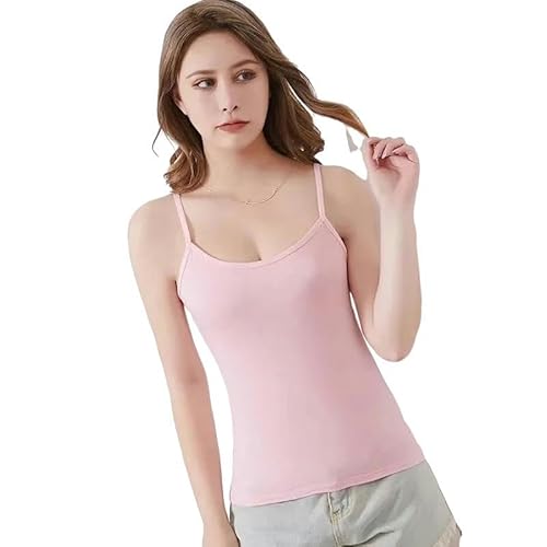 SYLDMKJ Camisole Damen Tops Casual Baumwolle Spaghetti Strap Camisole Ärmellose Weste Solid Schwarz-Pink-XL von SYLDMKJ