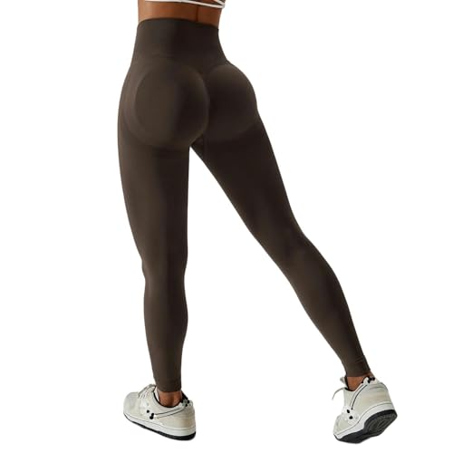 SYLDMKJ Damen-Athletik-Leggings Hohe Taillierte Hüftleben -Yogahosen -Fitness -Fitness -Hosen Bequem Und Formellierende Sporthosen-Braun-L von SYLDMKJ