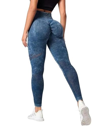 SYLDMKJ Damen-Athletik-Leggings Seamless Leggings Von Frauen Bubble Butt Push-Up Fitnesshosen Hohe Taillierte Leggings Frauen Fitness-Leggings-Schwärzlich Blau-L von SYLDMKJ