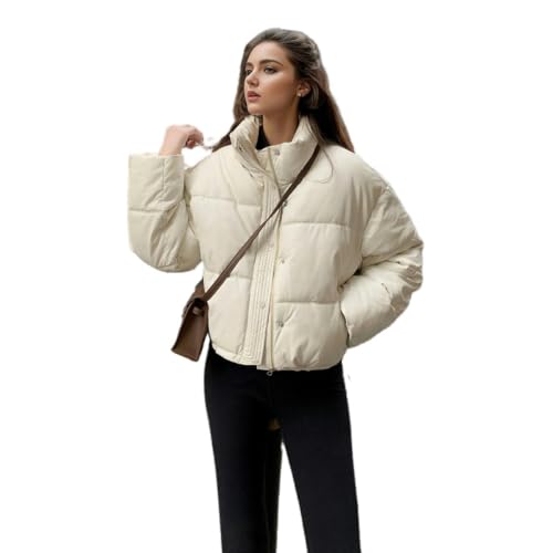 SYLDMKJ Damen Daunenmantel Einweg Pu Leder Baumwolljacke Für Frauen Kurze Verdickte Pu Jacke Kleine Warme Mantel-Weiß-XXL (Empfohlen 130-140 Pfund) von SYLDMKJ