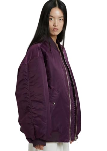 SYLDMKJ Damen Daunenmantel Loose Zipper Baumwolle Flight Jacke Damen Baseballjacke-Lila;-M von SYLDMKJ