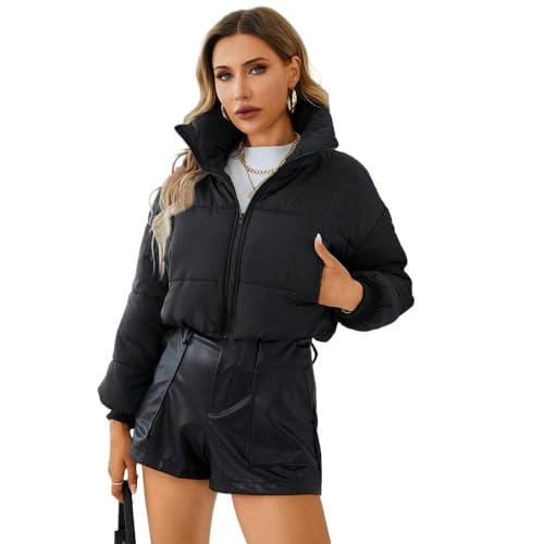 SYLDMKJ Damen Daunenmantel Winter Baumwollmantelständer Kragen Warmes Baumwollschicht Kleiner Baumwolljacke-Schwarz-Xs von SYLDMKJ