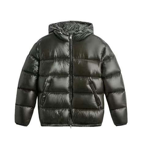 SYLDMKJ Damen Daunenmantel Winter Damen Schwarze Kapuzenjacke Aus Baumwolle Casual Vielseitige Daunenjacke Warmer Mantel-Grün-S von SYLDMKJ