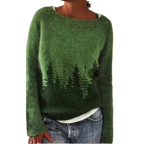 SYLDMKJ Damen Pullover Herbst Damen Rundhalsausschnitt Colorblock Loose Pullover Pullover Pullover Für Damen-Grün-4Xl von SYLDMKJ