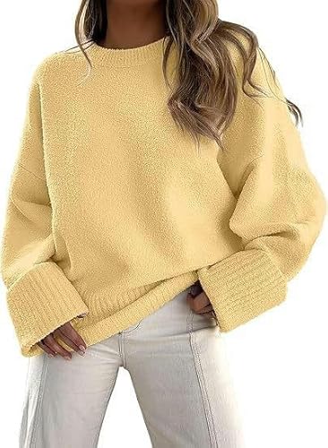 SYLDMKJ Damen Pullover Herbst Herbst- Und Winter -Rund -Hals -Pullover Der Frauen Losen Plüsch Dicker Pullover-Beige-L von SYLDMKJ