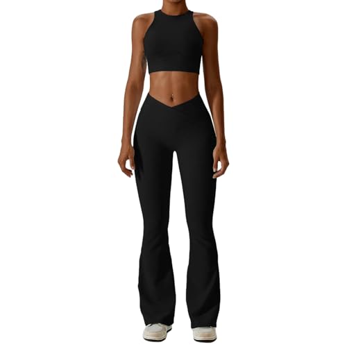 SYLDMKJ Damen Sporthose Yoga Set Women Training Set Set Sportswear Gym Clothing Fitness Sport BH-Advanced Black_A-L von SYLDMKJ