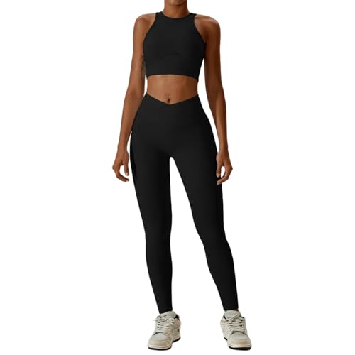 SYLDMKJ Damen Sporthose Yoga Set Women Training Set Set Sportswear Gym Clothing Fitness Sport BH-Advanced Black_C-XL von SYLDMKJ