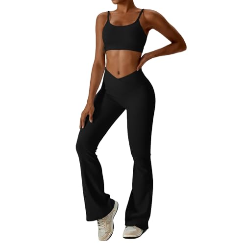 SYLDMKJ Damen Sporthose Yoga Set Women Training Set Set Sportswear Gym Clothing Fitness Sport BH-Erweitert Schwarz-XL von SYLDMKJ