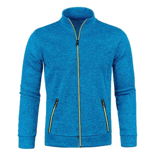 SYLDMKJ Herren Strickjacke Männlicher Stand -Up -Halsbrotz -Pullover Herbst Winter Thin Jacket Casual Fleece Sweatshirt-Blau-XL von SYLDMKJ