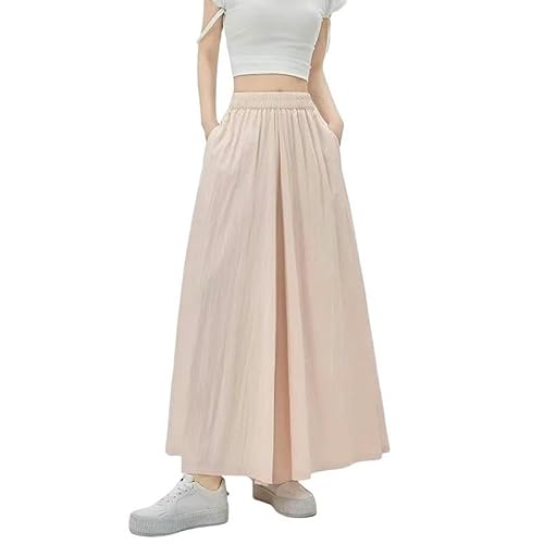 SYLDMKJ Hose Weites Bein Damen Baggy Ice Seide Wide-Bein Hosen Frauen Lose Knöchelhöfe Mode Hohe Taille All-Match-Match-Rosa-M von SYLDMKJ