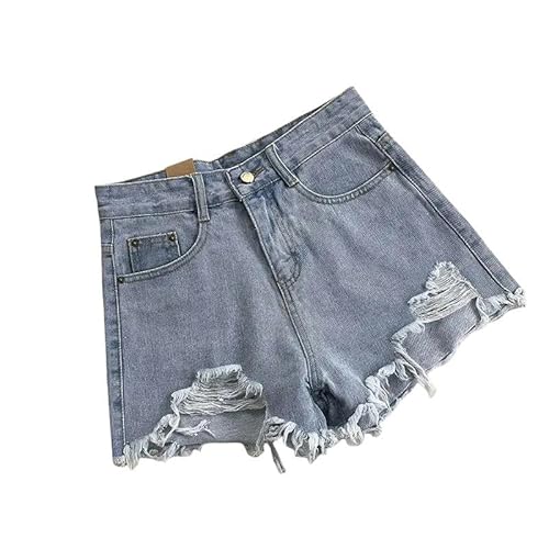 SYLDMKJ Jeans Shorts Damen Denim Shorts Frauen Sommer Ripped Löcher Hohe Taille Kurz Jeans Weibliche Freizeit Shorts Weiblich-Hellblau-S von SYLDMKJ