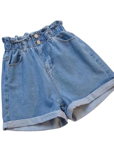 SYLDMKJ Jeans Shorts Damen Sommer Schwarze Frauen Denim Shorts Frauen Weiß Blau Hohe Shorts Weibliche Elastizität Short Jeans-Blau-M von SYLDMKJ