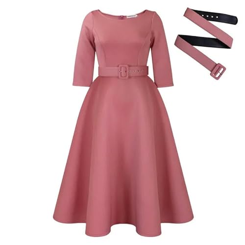 SYLDMKJ Kleid Hochzeitsgast Damen Elegante Frauenpartykleider Kleidungsstücke Mit Taillengürtel Damen Hochzeitsgastkleider-Rosa-XXL von SYLDMKJ